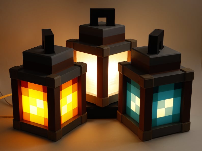Pixelated Night Light Lantern Night Lamp Birthday Gift Kids Bedroom Decoration Gamer Room Decor image 1