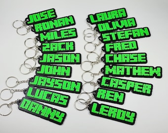 Cobblestone Personalized Keychain - Birthday party favors - Lunchbox tag - Dog Tag - 3D Printed Personalized - Cute Name Charm