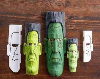 Frankenstein Halloween Wood Carving Stencil | 3D Printed Template