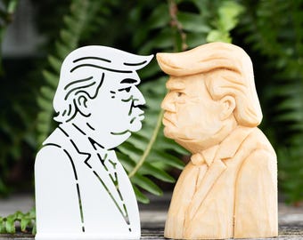 Set di stencil per caricatura di Trump "Make Carving Great Again" per intaglio del legno / Modello stampato in 3D per caricatura / Video tutorial qui sotto