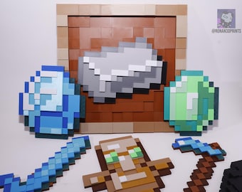 Magnetic Item and Frame - Pixelated 3D Printed Wall Decor - Swappable Items