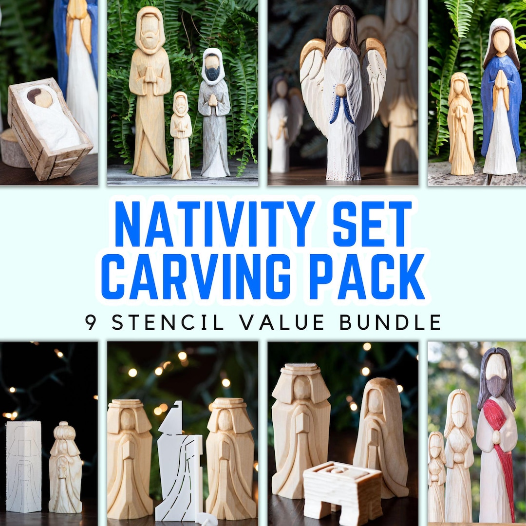 Nativity Collection Wood Carving Stencils Bundle (9 Pack) | Tutorial ...