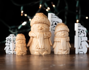 Penguin Wood Carving Stencil | 3D Printed Template for Caricature & Wood Spirit Designs | Tutorial Video Below