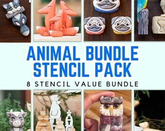 Animal Wood Carving Stencils Bundle Collection (8 Pack) | Tutorial Videos Included