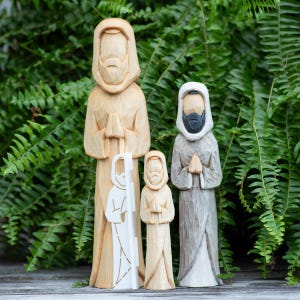 Houtsnijwerksjabloon met geboorte van Christus | 3D-geprinte sjabloon voor ontwerpen met karikatuur en houtgeest | Instructievideo hieronder