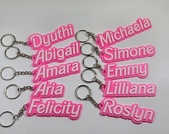 Cute Personalized Doll Keychains - Party Favors - Girls Birthday Party - 3D Printed