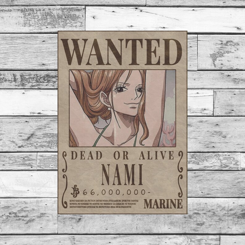 Nami One Piece Wanted Bounty Posters Mugiwara Bounty Etsy Canada