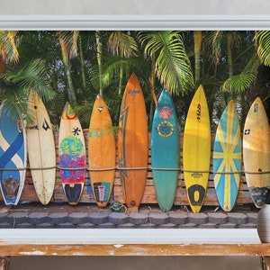 9 Colorful Hawaii Surfboards, Tropical, Maui - High Quality Photograph Art, Print, Canvas, Metal Wall Hanging, Home Decor, Ready to Hang