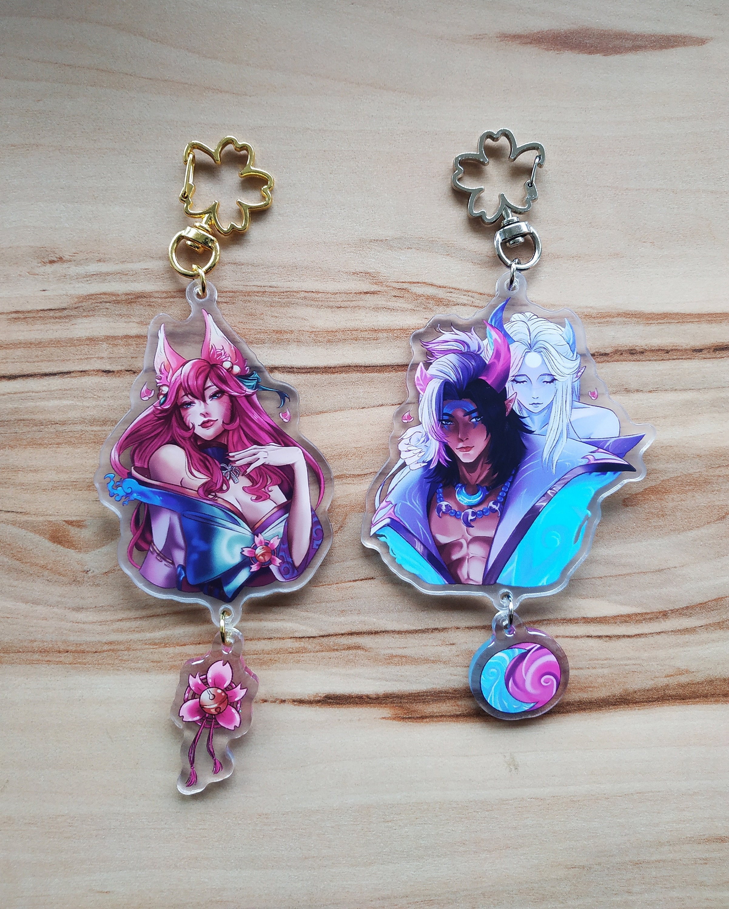 League of Legends Keychain: Spirit Blossom Ahri, Aphelios, Syndra