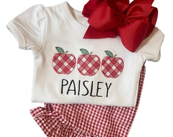 Embroidered Apple Back to School Shirt - Personalized Fall Shirt