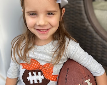 Girls Game Day Football Outfit: Ruffle Shorts Set with Bow