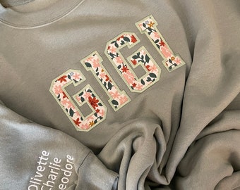 custom gigi sweatshirt, embroidered gift for gigi, personalized custom mothers day gift, embroidered gigi sweatshirt, gift for gigi, custom