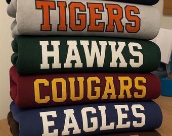 Custom School Spirit Sweatshirt | Appliqué Team Name Crewneck