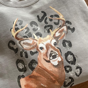 Leopard Deer Sweatshirt • Watercolor Buck Comfort Colors Crewneck • Fall Hunting Graphic Tee • Outdoorsy Girl Gift • Rustic Western Style