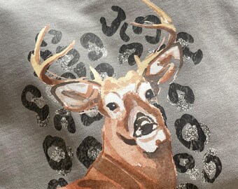 Leopard Deer Sweatshirt: Watercolor Buck Comfort Colors Crewneck