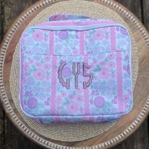 Personalized Nylon Lunchbox – Custom Monogrammed Lunch Bag for Girls | Gingham, Seersucker and More | Toddler & Kids School Tote