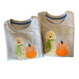 Personalisiertes Herbst Hunde Sweatshirt: Benutzerdefinierte Initiale, Kürbis-Patch Outfit