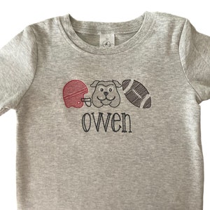 Personalized Bulldog Football Shirt for Boys • Embroidered Toddler Game Day Tee • Custom Team Shirt with Name • Fall Sports Outfit