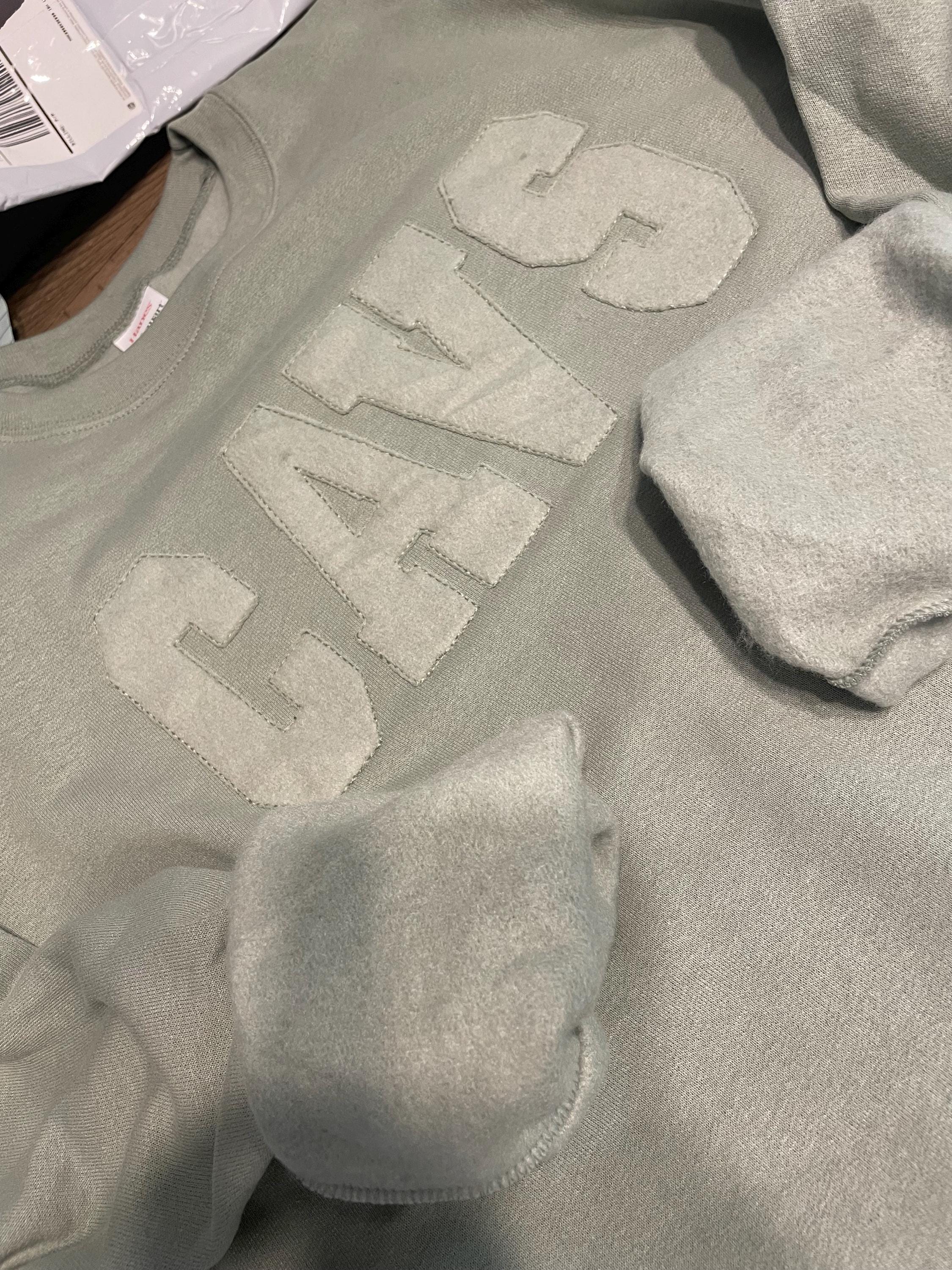 Custom School Spirit Sweatshirt | Tone on Tone Appliqué | Neutral College & High School Team Crewneck | Personalized Fleece Pullover