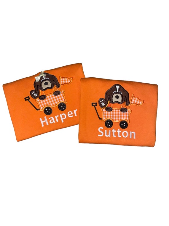 Embroidered Kids Tennessee Vols Football Shirt: Hound Dog Applique