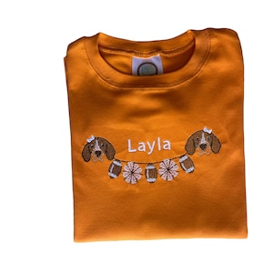 Camiseta personalizada para niños Go Vols / Camiseta bordada con perro ahumado de Tennessee Volunteers / Camiseta personalizada con nombre para el día del juego / Ropa deportiva de UT para niños pequeños