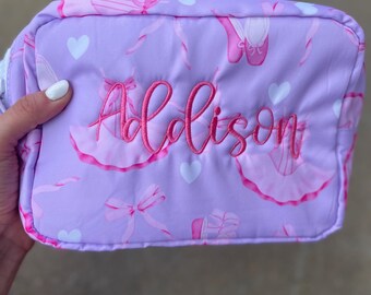 Personalized Girls' Nylon Tote – Embroidered Name, Ballet Design