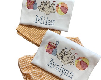 Embroidered Kids Beach Shirt: Personalized Summer Vacation Tee