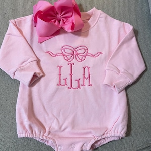 Monogrammed Baby Girl Romper: Embroidered Bow, Soft Cotton