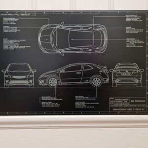 Car Blueprint/ Honda Civic Type R Fn2 Fk2 Fk8 S2000 - Etsy