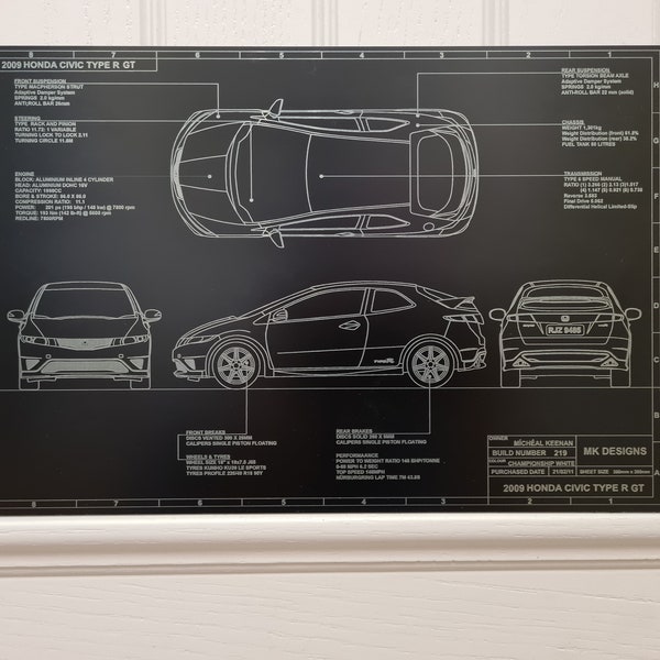 Car Blueprint/ Honda civic type r fn2 fk2 fk8 s2000