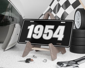 1954 Year License Plate, Vanity License Plate, Front License Plate, Novelty Plate, Vintage Car Plate - BLACK PLATE