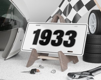 1933  Year License Plate, Vanity License Plate, Front License Plate, Novelty Plate, Vintage Car Plate - WHITE PLATE