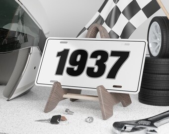 1937  Year License Plate, Vanity License Plate, Front License Plate, Novelty Plate, Vintage Car Plate - WHITE PLATE