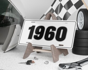 1960  Year License Plate, Vanity License Plate, Front License Plate, Novelty Plate, Vintage Car Plate - WHITE PLATE