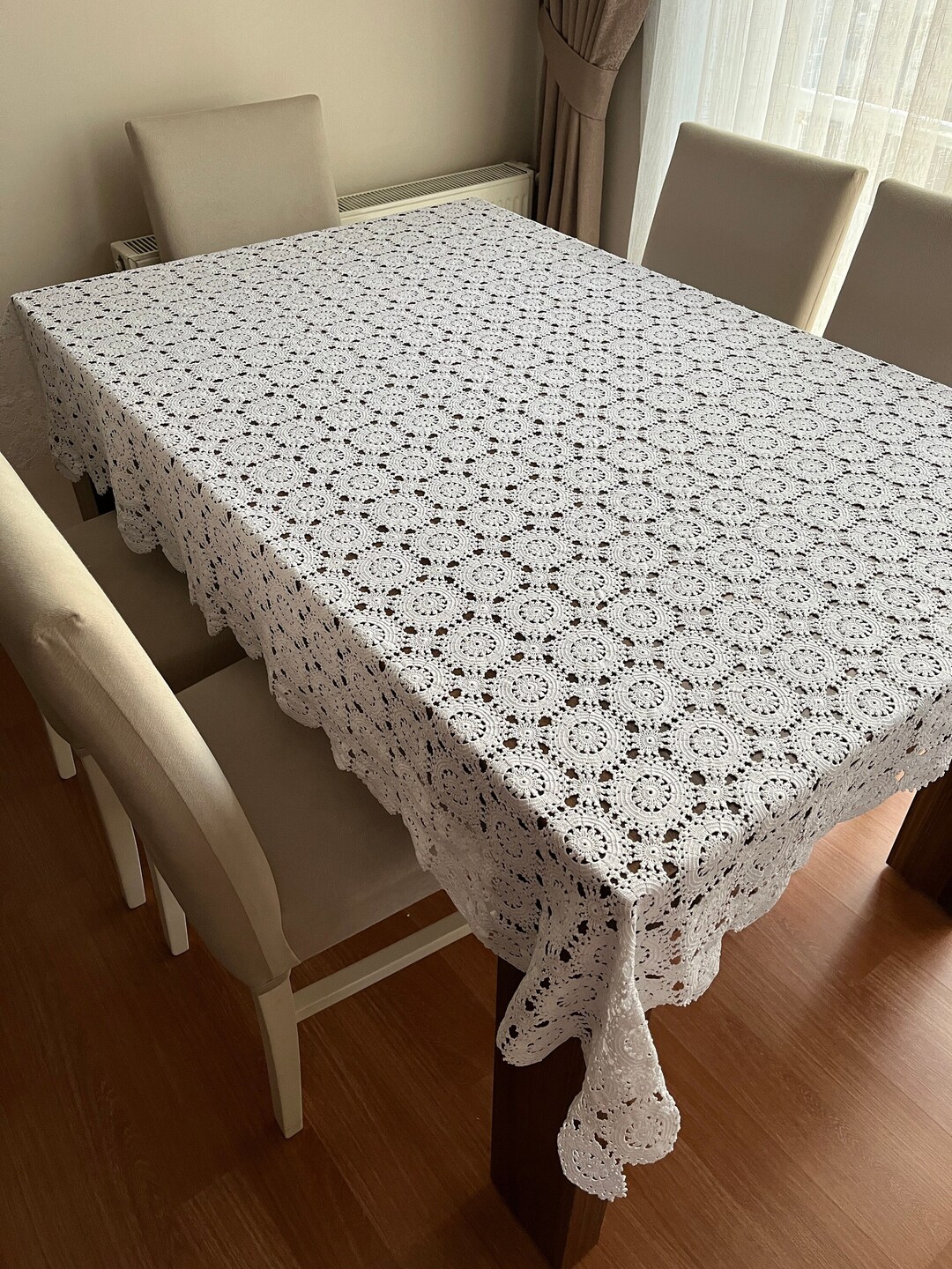 Handmade Lace Tableclothlacecrochetvintagehand Etsy