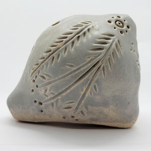Handmade Light Gray Round  Ceramic Whistle Bird  — A Minimalist and Melodic Gift