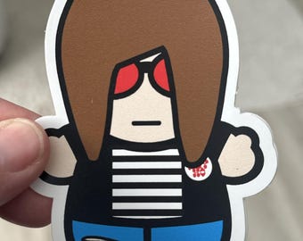 Joey Ramone Sticker, 4 Inch Punk Rock Cartoon Vinyl Decal 4"