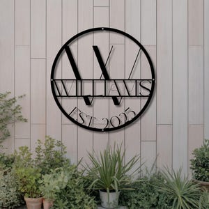 Personalized Family Name Metal Sign: Custom Monogram Wall Decor