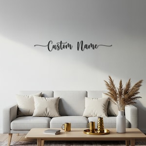 Custom Name Metal Wall Art, Personalized Script Name Sign, Modern Minimalist Home Decor, Unique Gift for Wedding, Family or Bedroom Walls