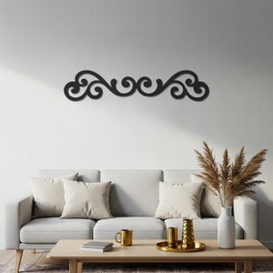 Ornamental Scroll Metal Wall Decor, Decorative Swirl Wall Art for Living Room or Hallway, Elegant Wrought Iron Style Accent Piece
