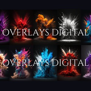 Colorful Explosion Digital Backdrop Overlays, Colorful Dust Backdrops ...