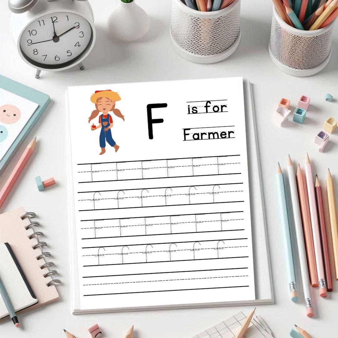 Farmer Themed Alphabet Tracing Printable Etsy