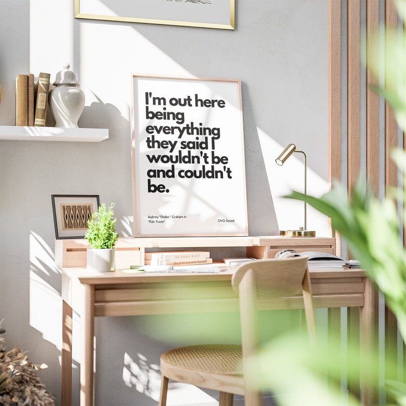 Drake Minimalist Lyrics Poster Rap Home Decor Drake Designs Etsy