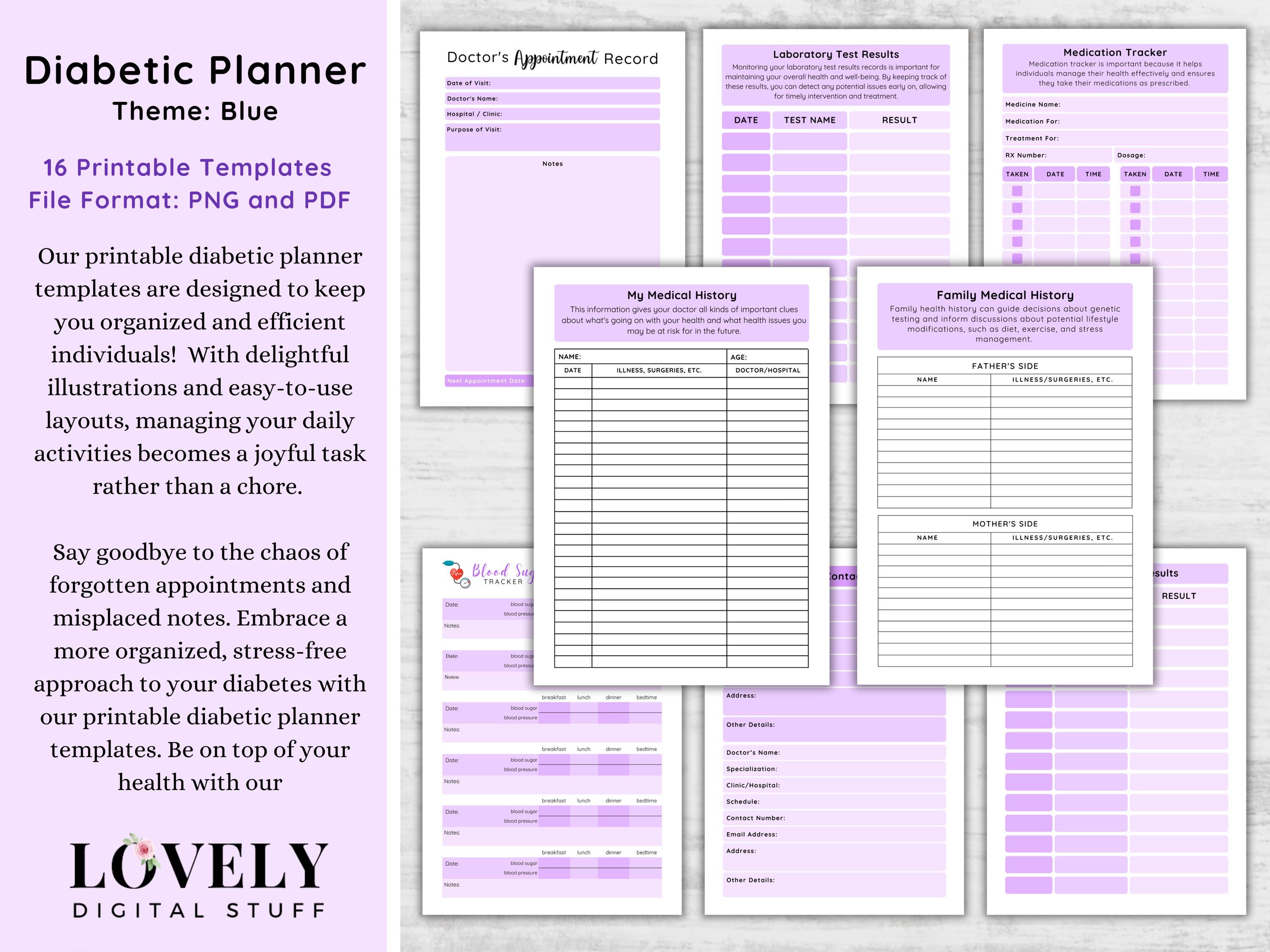 Diabetes Planner, Printable Health Journal, Glucose Tracker, Insulin ...