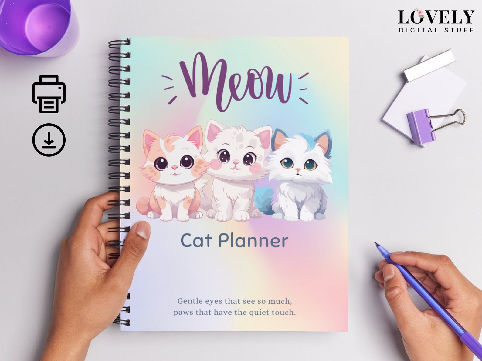 Cat Planner PDF, Cute Cat Monthly Planner Templates, Printable Cat ...