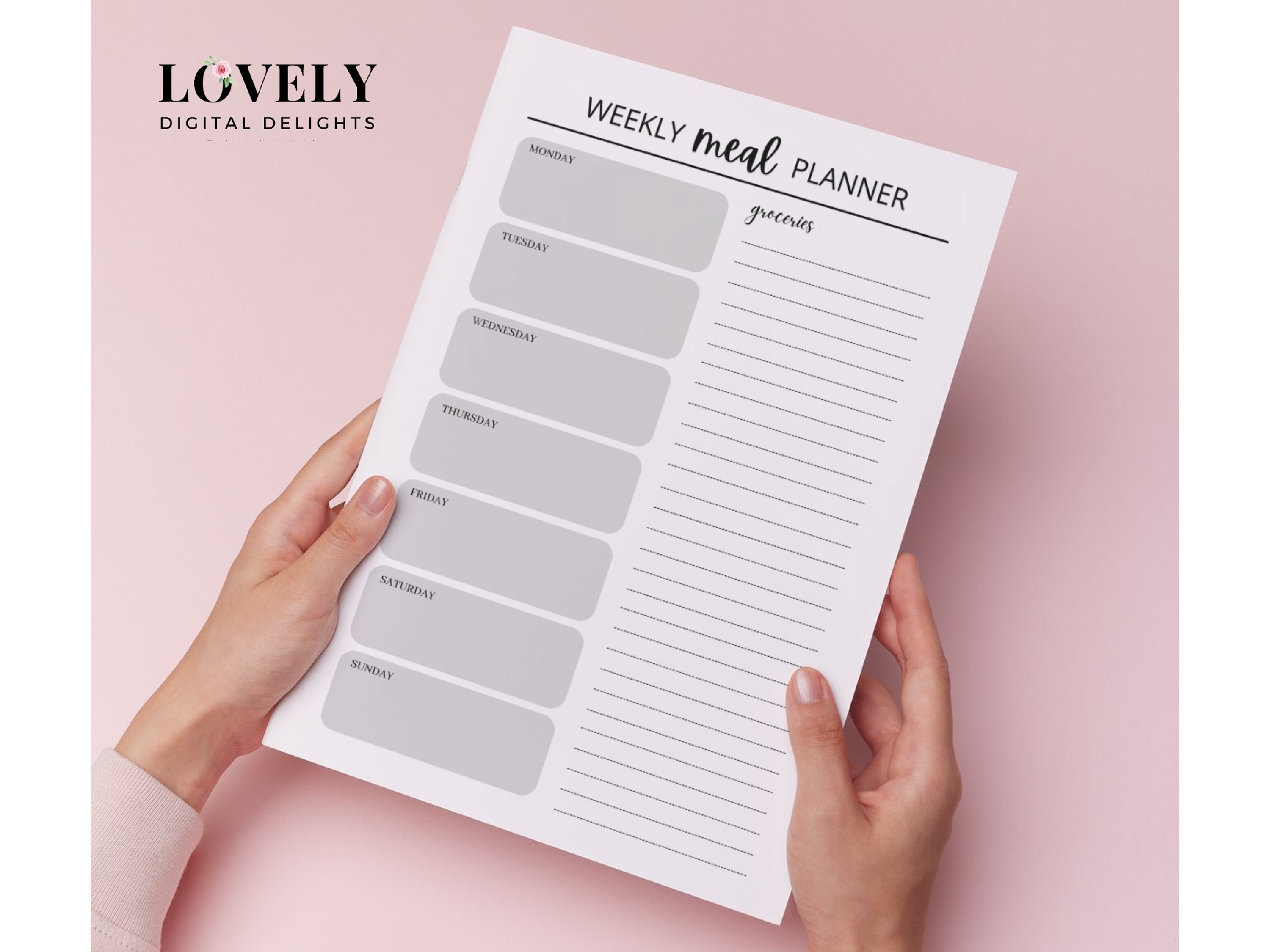 Printable Weekly Planner With Grocery List Template, Meal Prep Planner ...
