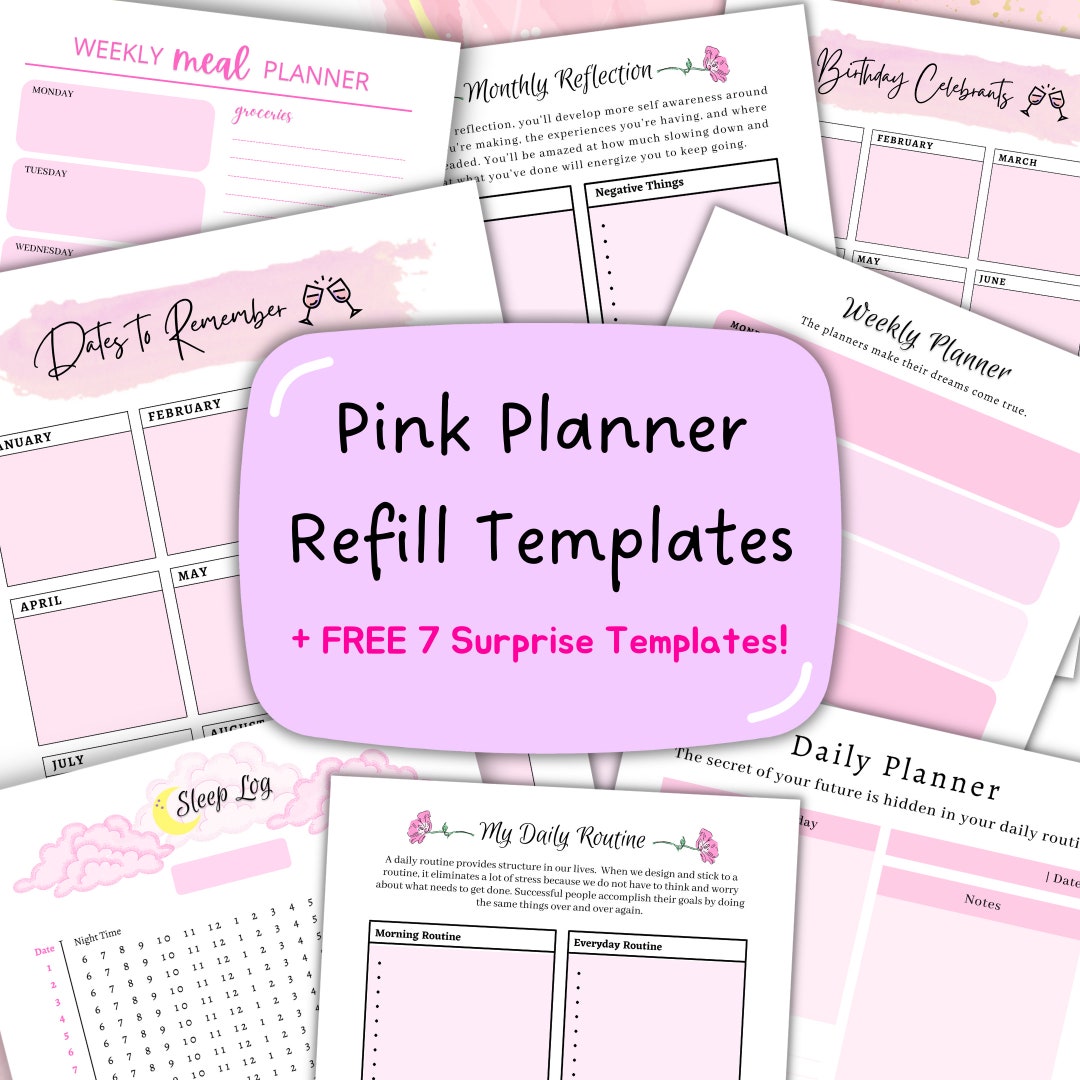 Printable Planner Template Pink Planner Inserts Png Pdf Productivity Printable Planner Template Pink Planner Inserts Png Pdf Productivity
