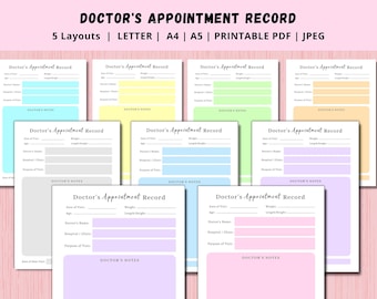 Medical Appointment Log Template, Doctor Appointment Template, Medical Appointment Planner, Printable Doctor Appointment Template