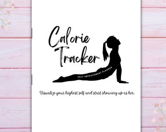 Seguimiento de calorías PDF, Seguimiento de calorías imprimible, Planificador de mejora personal, Seguimiento de calorías para Goodnotes, Seguimiento de calorías minimalista PDF PNG