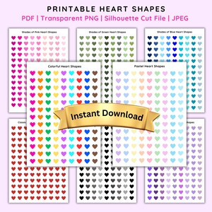 Printable Planner Stickers, Heart Stickers, Printable Decor, Heart Shapes, DIY Heart Banner, Silhouette Cut Files, Heart Decor, Paper Craft